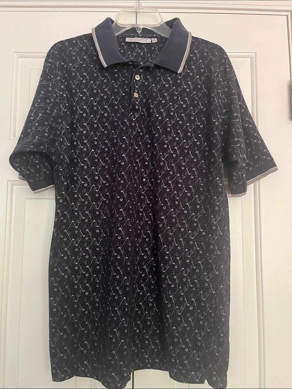 Bert Pulitzer Dark Navy Polo / Golf Shirt with Gray and White Trim XL